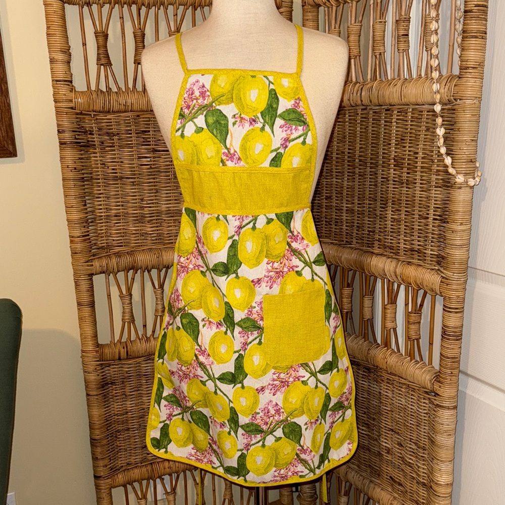 Italian Lemon Print Apron with Pocket